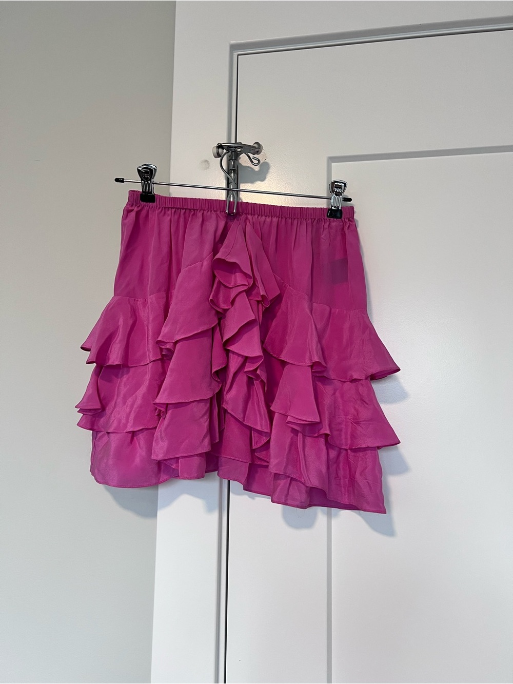 Ruffled Tiered Mini Skirt - Fuchsia